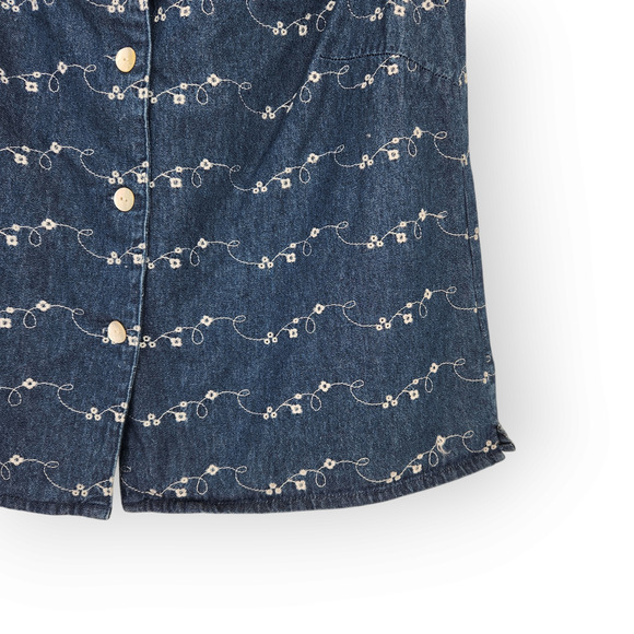 Vintage Stonebridge Jean Denim Eyelet Button Down Sleeveless Top M - Picture 3 of 7